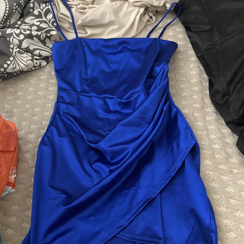 Elegant Blue Satin Dress